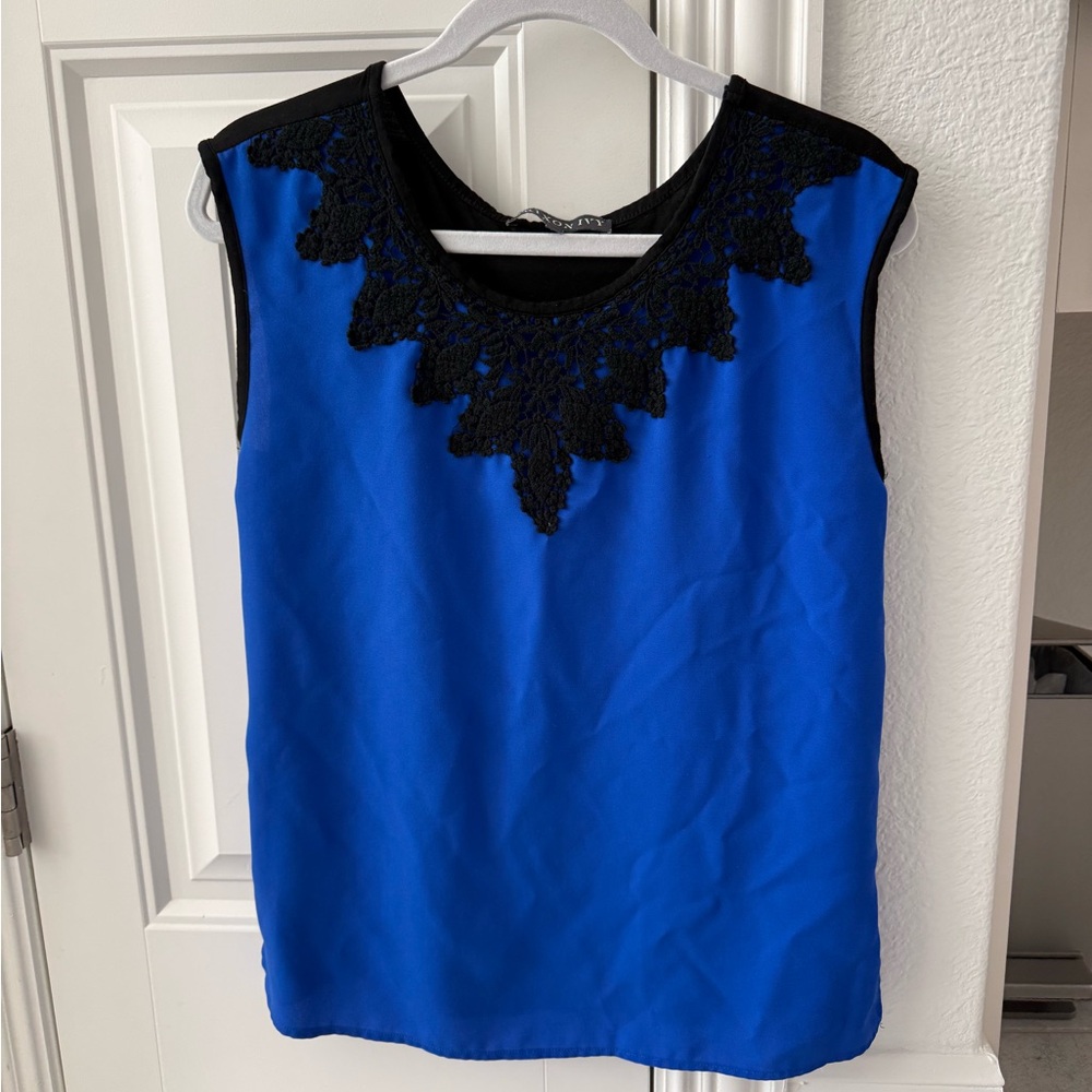 Brixon Ivy Royal Blue Top with Black Lace